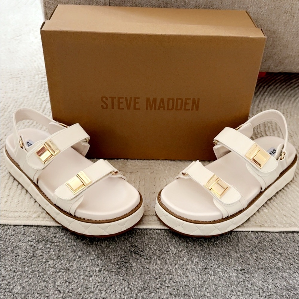 Steve Madden Bowie Platform Sandals with Gold Buckles- Brand New!